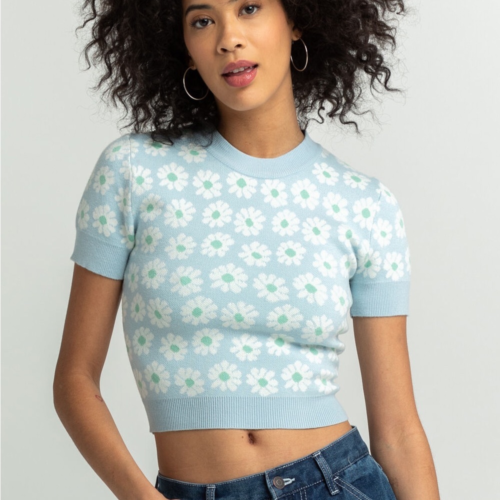 RSQ Floral Womens Crop Sweater